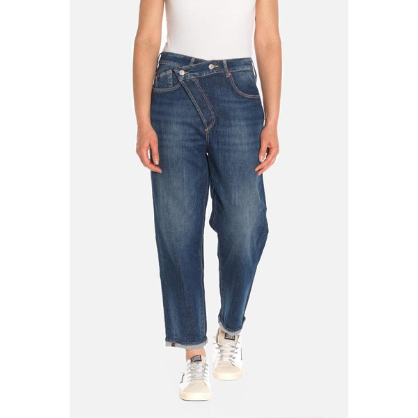 Jeans boyfit cosy, 7/8ème bleu en coton Amy Le Temps des Cerises Mode femme