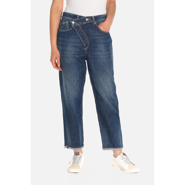 Jeans boyfit cosy, 7/8ème bleu en coton Amy Le Temps des Cerises Mode femme