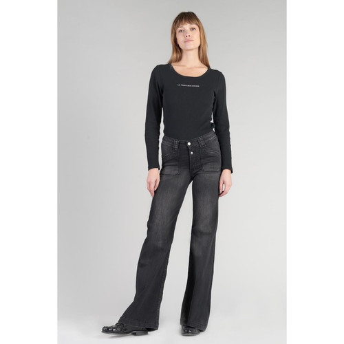 Jeans flare, très évasé PULP high flare, longueur 34 noir en coton Elise Le Temps des Cerises Mode femme