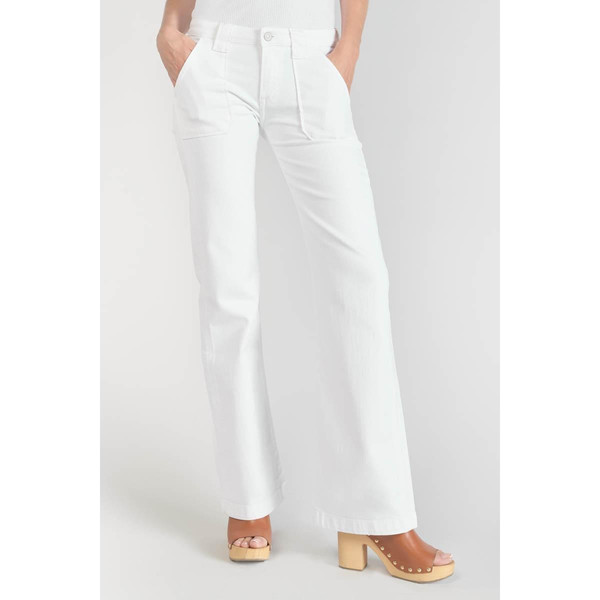 Jeans flare, très évasé , longueur 34 blanc en coton Lou Le Temps des Cerises Mode femme