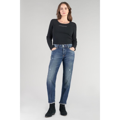 Le Temps des Cerises - Jeans mom 400/17, 7/8ème bleu en coton Yael - Jean taille haute femme
