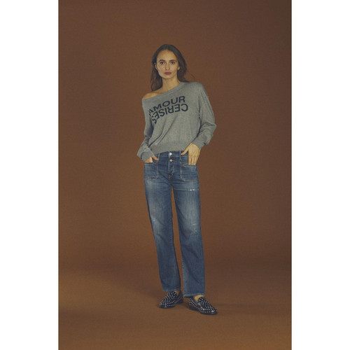 Le Temps des Cerises - Jeans mom 400/18, 7/8ème bleu en coton Tess - Promo Mode femme