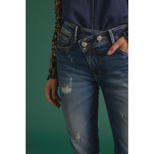 Jeans push-up regular, droit taille haute PULP, 7/8ème bleu en coton Willa Le Temps des Cerises Mode femme