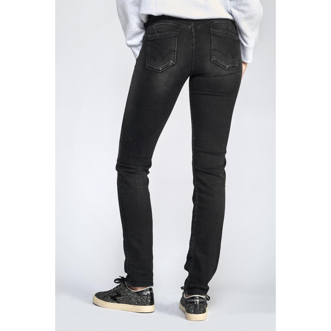 Jeans push-up regular, droit PULP, longueur 33 noir en coton