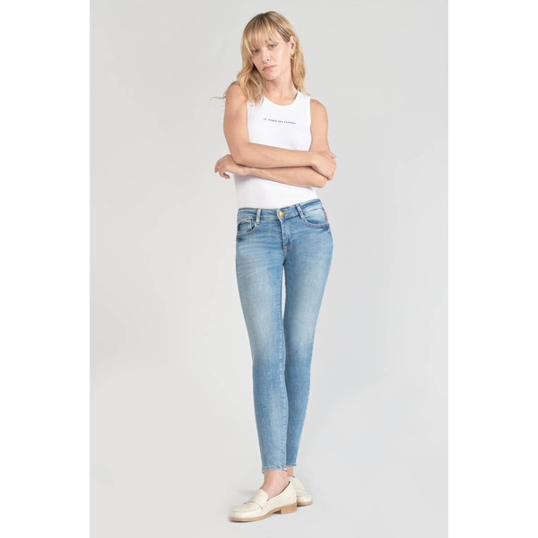 Jeans push-up slim PULP, 7/8ème bleu en coton Gia Le Temps des Cerises Mode femme