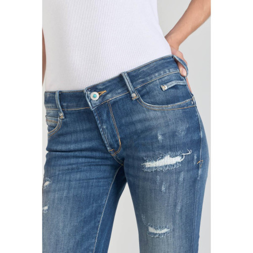 Jeans push-up slim PULP, 7/8ème bleu en coton Lane Le Temps des Cerises