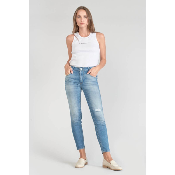 Jeans push-up slim taille haute PULP, 7/8ème bleu en coton Clio Le Temps des Cerises Mode femme