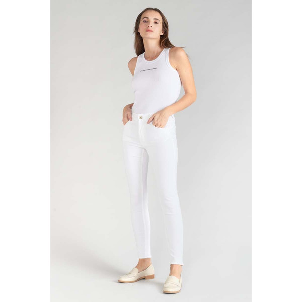 Jeans push-up slim taille haute PULP, 7/8ème blanc en coton Le Temps des Cerises Mode femme