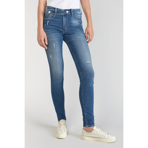 Jeans push-up slim taille haute PULP, longueur 34 bleu en coton Anya Le Temps des Cerises Mode femme
