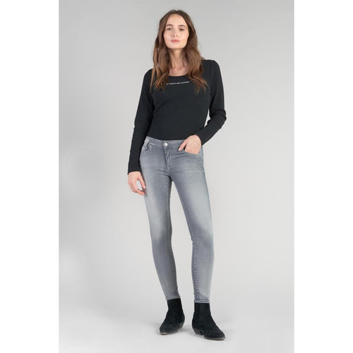 Jeans push-up slim taille haute PULP, 7/8ème gris en coton Isla Le Temps des Cerises Mode femme