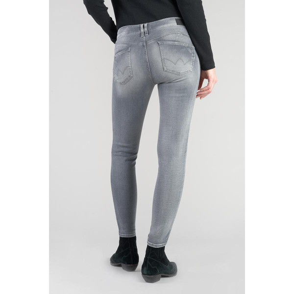 Jeans push-up slim taille haute PULP, 7/8ème gris en coton Isla Le Temps des Cerises