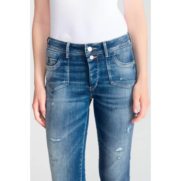 Jeans push-up slim taille haute PULP, 7/8ème bleu Agnes en coton Le Temps des Cerises