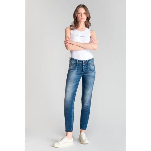 Jeans push-up slim taille haute PULP, 7/8ème bleu Agnes en coton Le Temps des Cerises