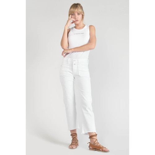 Jeans regular, droit pricilia, 7/8ème blanc en coton Le Temps des Cerises Mode femme