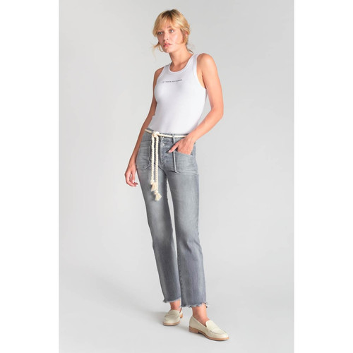 Jeans regular, droit pricilia, 7/8ème gris en coton Le Temps des Cerises Mode femme
