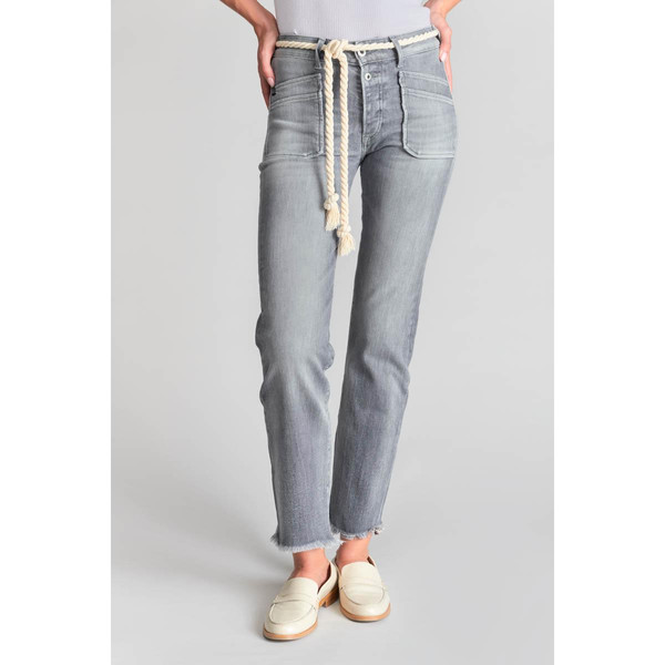 Jeans regular, droit pricilia, 7/8ème gris en coton Jean droit femme