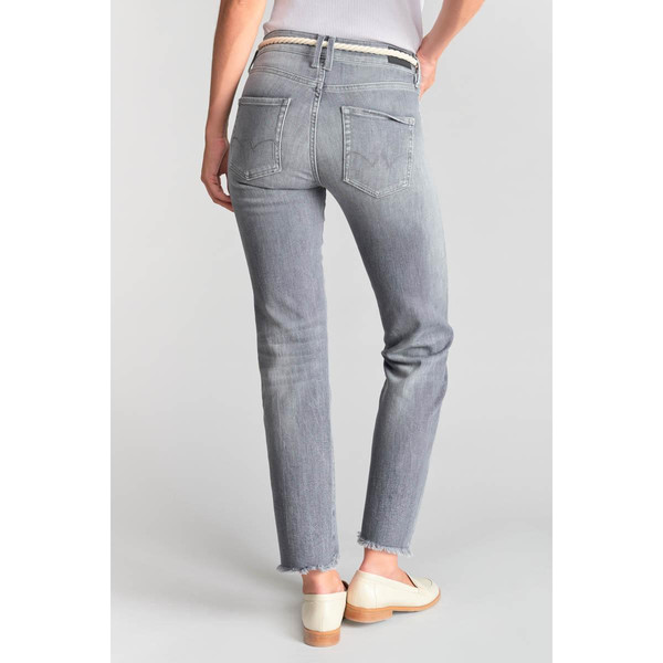 Jeans regular, droit pricilia, 7/8ème gris en coton Le Temps des Cerises Mode femme