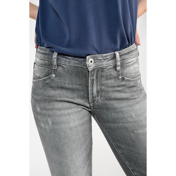 Jeans Linz power skinny 7/8ème destroy gris N°2 en coton Le Temps des Cerises Mode femme