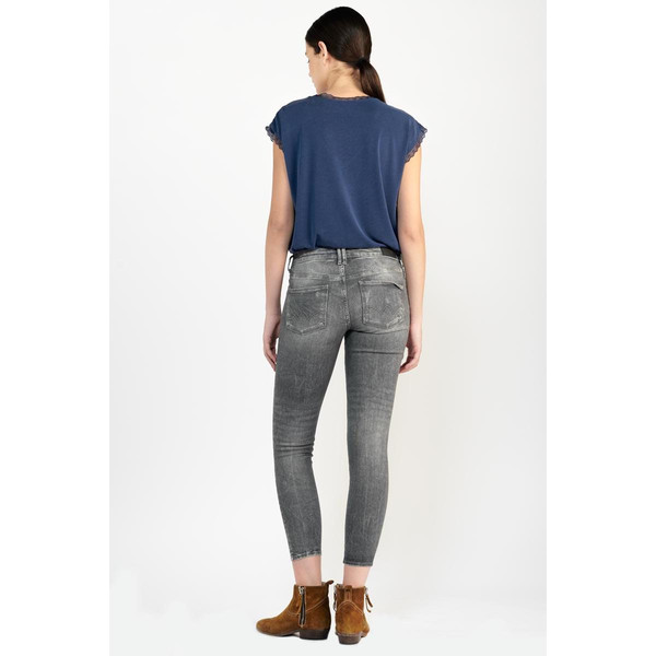 Jeans Linz power skinny 7/8ème destroy gris N°2 en coton Le Temps des Cerises Mode femme