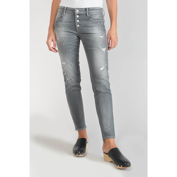Jeans skinny POWER, 7/8ème gris en coton Le Temps des Cerises Mode femme