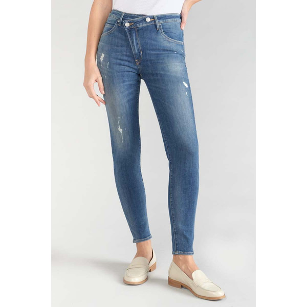 Jeans skinny taille haute POWER, 7/8ème bleu en coton Cate Le Temps des Cerises