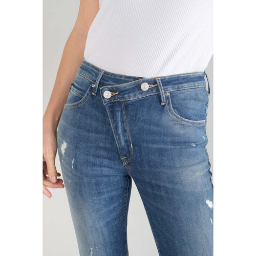 Jeans skinny taille haute POWER, 7/8ème bleu en coton Cate Jean droit femme