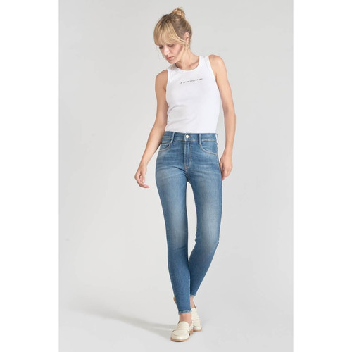 Le Temps des Cerises - Jeans skinny taille haute POWER, 7/8ème bleu en coton Mia - Jean droit femme
