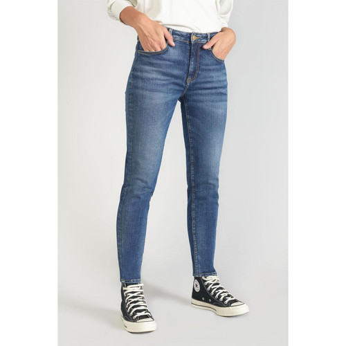 Le Temps des Cerises - Jeans skinny taille haute POWER, 7/8ème bleu en coton Lise - Promo Mode femme