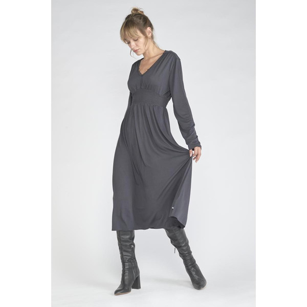 Robe droite CHANAN gris en coton modal Le Temps des Cerises Mode femme