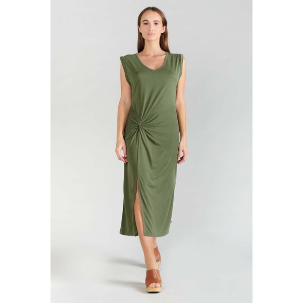 Robe longue droite GANA vert en coton modal Le Temps des Cerises Mode femme