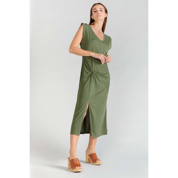 Robe longue droite GANA vert en coton modal Le Temps des Cerises Mode femme