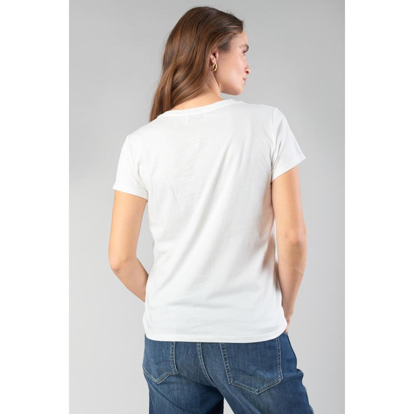 T-shirt Carole blanc imprimé en coton T-shirt manches courtes