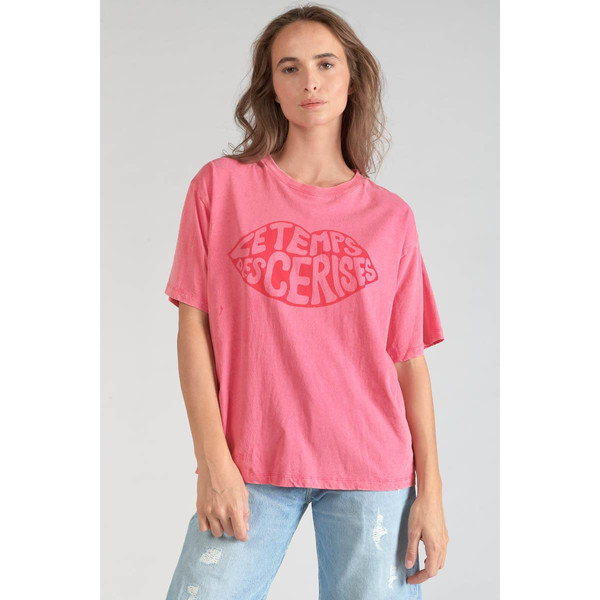T-shirt Cassio rose délavé en coton Le Temps des Cerises Mode femme