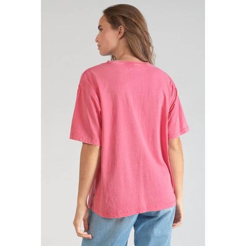 T-shirt Cassio rose délavé en coton T-shirt manches courtes