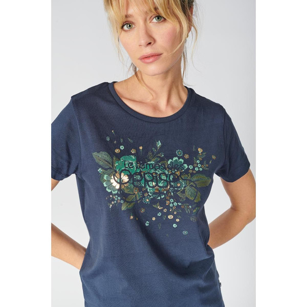 T-shirt Frankie bleu marine en coton Le Temps des Cerises Mode femme