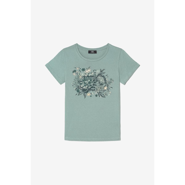 T-shirt Gracy vert sauge imprimé en coton Le Temps des Cerises Mode femme