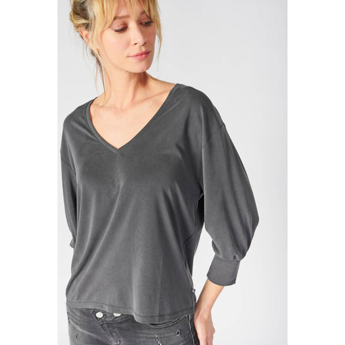 Top Jessie anthracite gris en coton modal T-shirt manches courtes