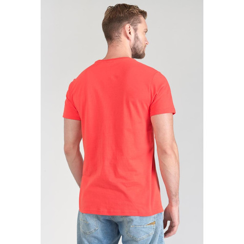 T-shirt Paia corail rouge en coton Le Temps des Cerises LES ESSENTIELS HOMME