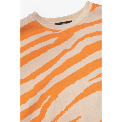 T-shirt Zabrabo zébré beige et orange imprimé noir en coton T-shirt / Polo garçon