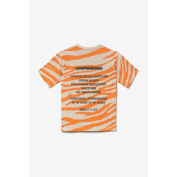 T-shirt Zabrabo zébré beige et orange imprimé noir en coton Le Temps des Cerises LES ESSENTIELS ENFANTS