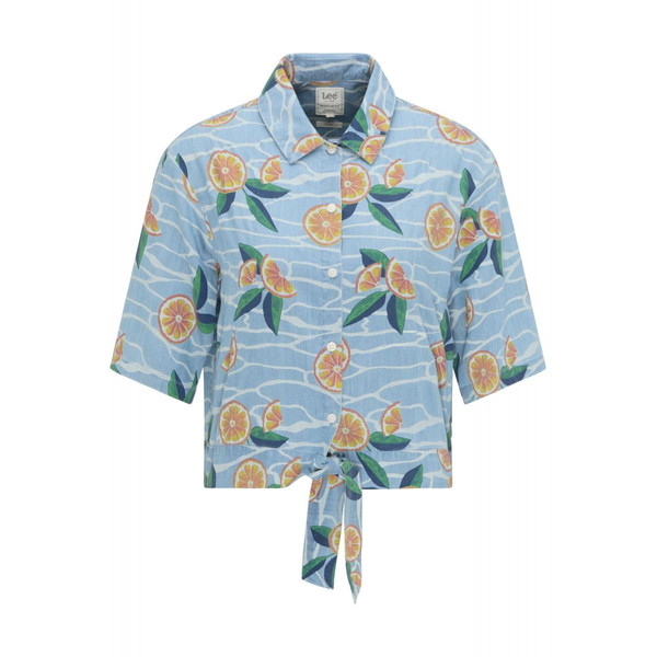 Chemise bleu Knotted Resort Shirt en viscose Chemise femme