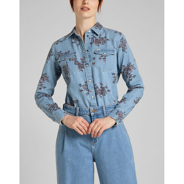 Chemise Femme Regular Western Shirt bleu ciel en coton Lee Mode femme