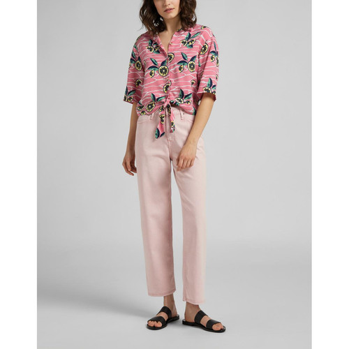 Chemise rose Knotted Resort Shirt en viscose Chemise femme