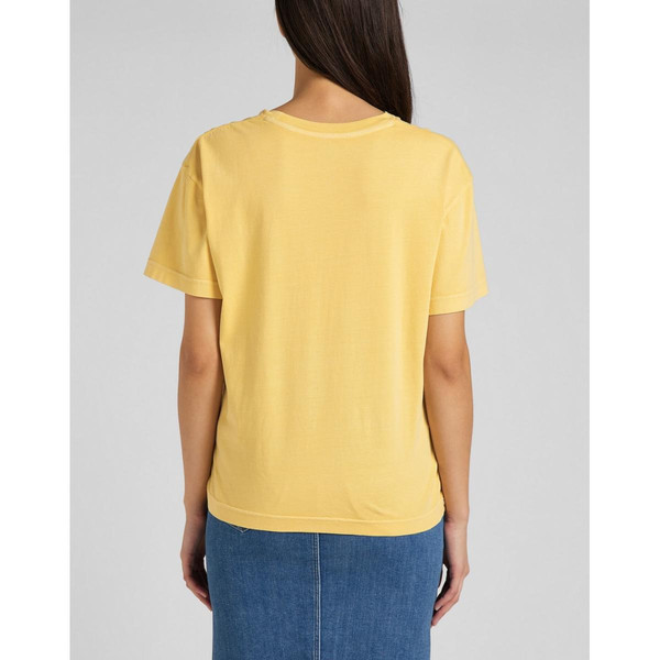 T-Shirt Femme uni - Jaune en coton T-shirt manches courtes
