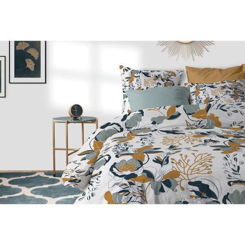 Les Ateliers du linge - Parure de lit bio 2 places IZORIA avec housse de couette et taies d'oreiller imprimé - Linge de lit multicolore