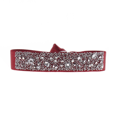 Les Interchangeables - Bracelet Les Interchangeables A38159 - Bracelet Tissu Rouge Cristaux Swarovski - Promo Mode femme