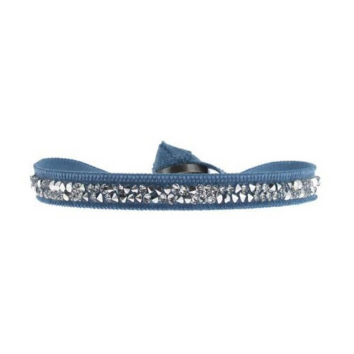 Les Interchangeables - Bracelet Les Interchangeables A24965 - Bracelet Tissu Bleu Cristaux Swarovski - Bijoux femme