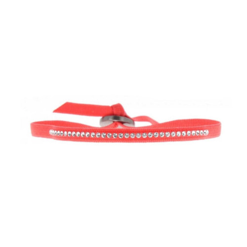 Les Interchangeables - Bracelet Les Interchangeables A30484 - Bracelet Tissu Rouge Cristaux Swarovski - Promo Mode femme