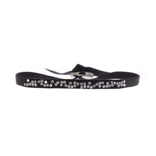 Les Interchangeables - Bracelet Les Interchangeables A34482 - Bracelet Tissu Noir Cristaux Swarovski - Bracelet femme