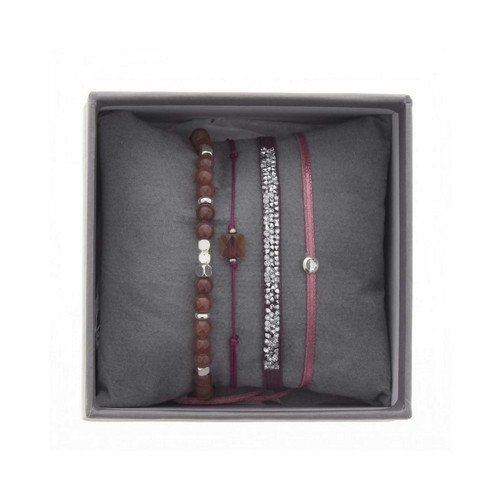 Les Interchangeables - Bracelet Les Interchangeables A38639 - Bracelet Tissu Rose Cristaux Swarovski - Bracelet femme